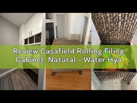 Review Casafield Rolling Filing Cabinet, Natural - Water Hyacinth File Organizer with Lid and Lockin