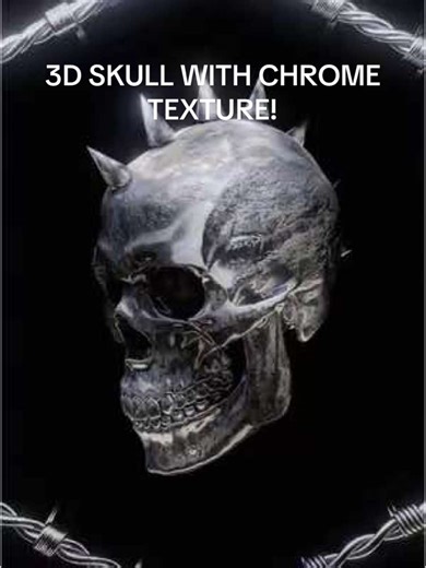 3D skull with chrome effect 🤯 #blender #3dchrome