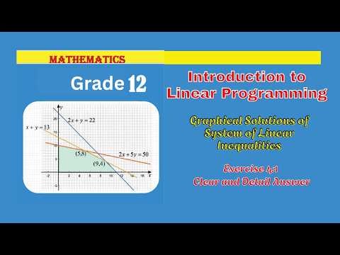 Welcome to Grade 12 Maths: Unit 4 - Introduction to Linear Programming! | #exercise4.1 | #grade12