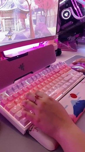 Relaxing ASMR Keyboard Sounds for Gaming and PC Build | Pink Mechanical Keyboard
