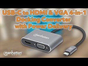 USB C to HDMI VGA 4 in 1 Docking Converter with Power Delivery