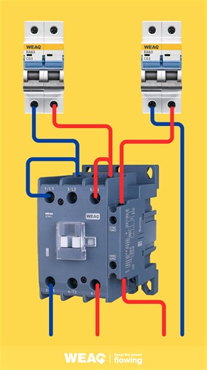 Dual-Channel Power Design: Contactor Configuration. #ACContactor #MiniatureContactor #MotorContactor #IndustrialContactor #ContactorSwitch #DualPowerControl #CircuitConfiguration #PowerDesign #ControlSystem #ElectricalDesign | WEAG Electric