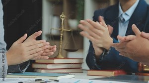 Mediation client meeting lawyer consulting government help, Businessman and Male lawyer or judge consult having team meeting with client, Law and Legal services concept.