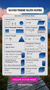 456K views · 1.4K reactions | Crazy Geometry Formula Math Notes | Math Tricks Tutorial | Facebook