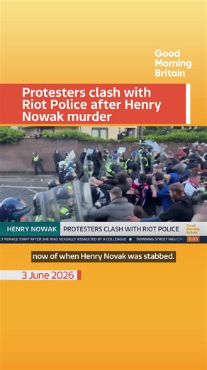 There were violent scenes in Southampton last night as riot police clashed with crowds protesting over the arrest and murder of the teenager Henry Nowak. Hundreds of people gathered close to where Henry was stabbed to death by Vickrum Rigwa, who falsely claimed he'd been racially abused by the student. #goodmorningbritain #southampton
