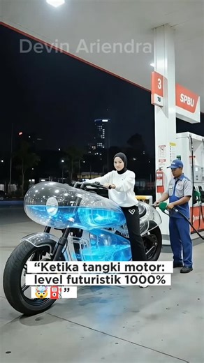 Najwa Sania | Pertama kali lihat motor diisi dari depan terus full satu badan 💀 Pegawai SPBU: error system Netizen: ini bensin atau energi alien?! 👽⛽ | Instagram