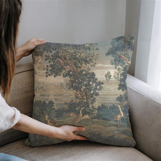 Antique Look Pillowcase Double Sided Cushion Cover Sage Beige Decorative Pillow Sham, Vintage Style Guest Room Throw Pillow, Home Decor - Etsy