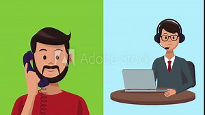 Man calling to customer service cartoon High Definition colorful animation scenes