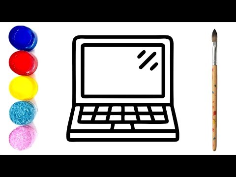 How to Draw Laptop | Laptop Drawing, Painting & Colouring for Toddlers