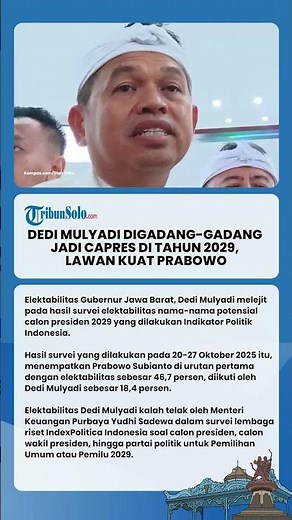 Dedi Mulyadi Digadang-gadang Jadi Capres di Tahu 2029, Lawan Kuat Prabowo?