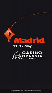 Partypoker Tour is coming to Spain! 🇪🇸Madrid, May 11-17.Casino Gran Vía Madrid.QUALIFY ONLINE.Play for just €0.20 for a chance to win your seat in the €500 Main Event.Play responsibly. Terms and conditions apply (see video).