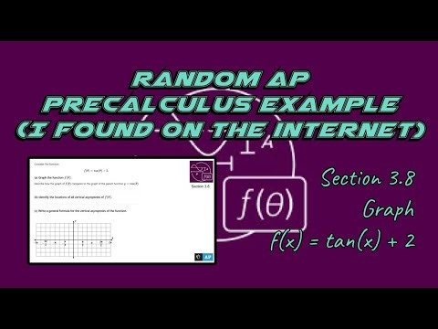 AP Precalculus Section 3.8 Example: Graph y = tanx + 2 and Find all Vertical Asymptotes