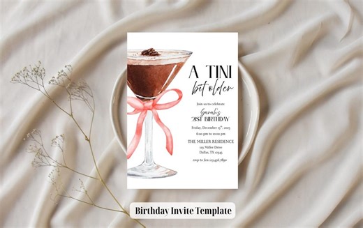 Espresso Martini 21st Birthday Invitation: Tini Bit Older (digital Download) - Etsy