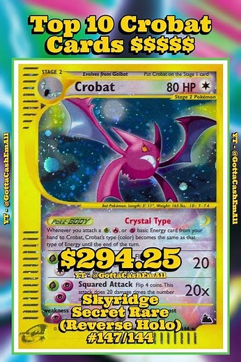 Top 10 RAREST & Most EXPENSIVE Crobat Pokémon Cards EVER #pokemon #pokemoncards #pokemontcg #pokémon
