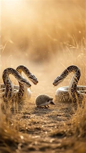 Hedgehog’s Revenge: The Pythons Got a Spiky Makeover! 🦔🐍💥 #shorts #animals #python #hedgehog