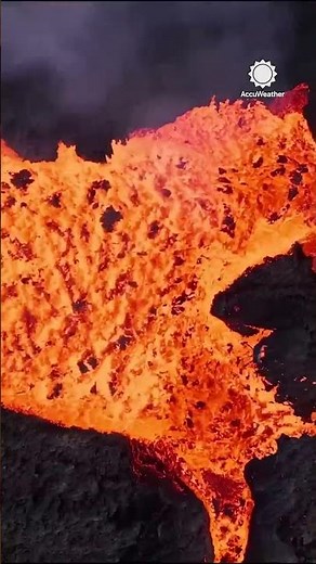 'Insane' Lava Flow Seen at Iceland Volcano Crater