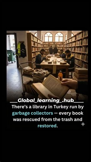 WORLD_WIDE_EDUCATION on Instagram: "Quietly stacked, gently mended, and filled with second chances — a unique library in Turkey is rewriting the story of waste. Built and run by a group of garbage collectors, this library holds only books rescued from the trash. Each one was once discarded, then recovered, cleaned, and carefully restored. Shelves now brim with novels, encyclopedias, and children’s stories — all freely available to workers, families, and nearby schools. What began as a backroom p