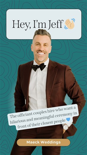 Jeff Maeck Wedding Officiant on Instagram: "Hey! I’m Jeff👋🏼 I get it - it’s jeffinitely hard to get a feel for the people behind these wedding accounts, so I wanted to create something that gives you a good idea of what I’m about, but obviously in my unique Jeff style😂 There’s a comment I hear often on calls and it makes me really happy - it’s that people are excited to learn I’m the exact same guy they see on Instagram, as they read about on our website, as in person. I’m consistently the sa