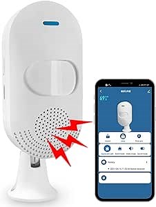 Smart Wi-Fi Motion Sensor Detector Alarm Wireless Home Security System, PIR Motion Detector Alarm Built in a Alarm Siren No Hub Required Smart Life App Control Compatible with Alexa & Google Home