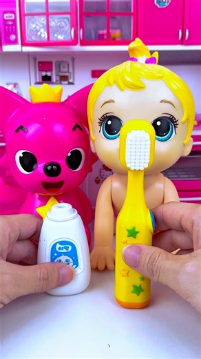 ASMR UNBOXING Minnie Mouse & Pinkfong Bath Set Toy | Satisfying Toy Play Mini Kitchen Set #shorts