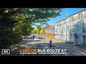 Relaxing London Bus Ride Through Leafy Southwest Neighbourhoods | Bus Route 57 in 4K HDR