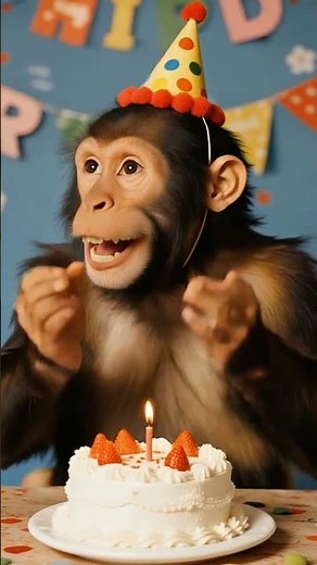 monkey singing while clapping his hands happily