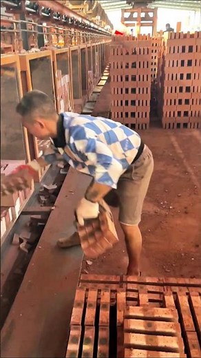 Amazing Brick Unloading and Stacking Process | Satisfying Construction Work #shorts