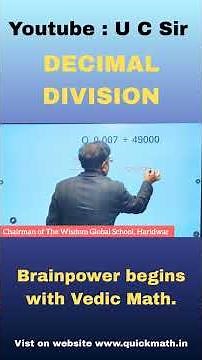 Decimal Division Made Easy | Quick Vedic #maths #tricks #shortvideo