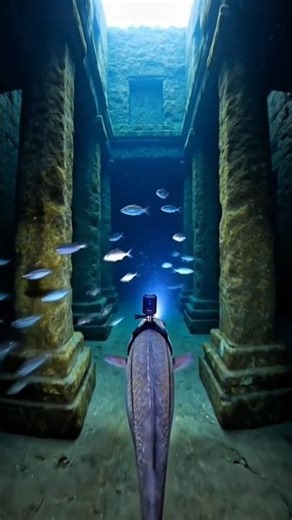 Fish POV Discovering an Ancient Pyramid Underwater | Real Micro Fish Cam #Shorts