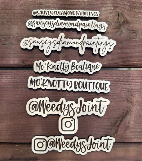 Custom Wood Name Sign: Business Watermark, Social Media Tag - Etsy