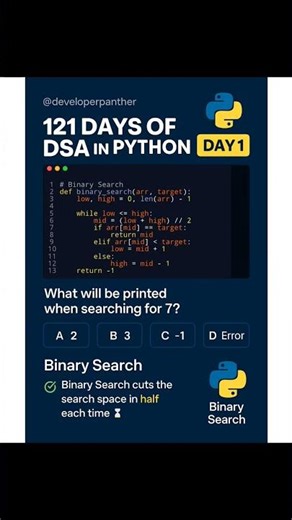 Binary Search Explained in 60s 🔥 | Crack Amazon & Google DSA with Python 🐍 #Shorts