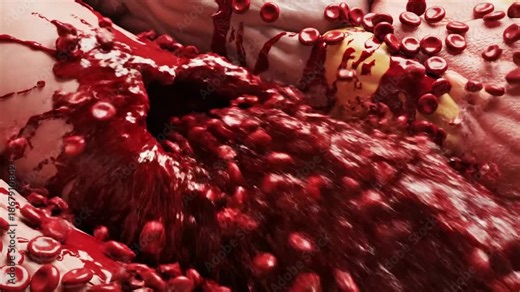 Pomegranate seeds explode from a persons arm in a surreal and artistic display.