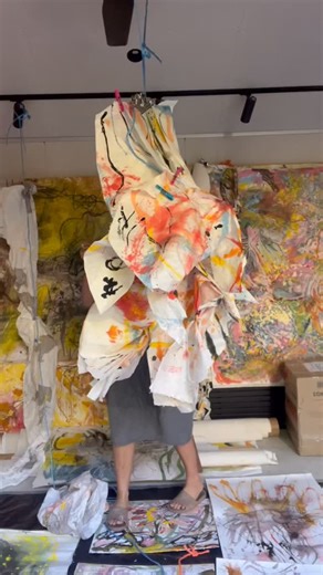 A productive weekend in the studio creating lots of marks and a new canopy sculpture for my ‘Earth Songs’ solo exhibition later in the year with Flying Arts in Brisbane. The process of creating free form sculptures is a little bit of methodology & a lot of intuition. This one is not complete - I will probably pierce holes, stitch parts together and maybe even burn the edges of the mulberry paper. #art #qldart #painting #artgallery #nature | Rosie Lloyd-Giblett