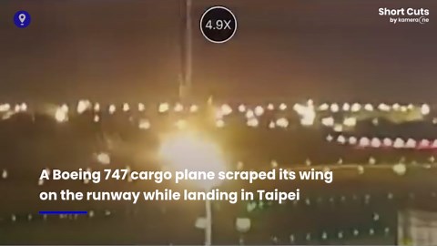 Sparks fly as UPS cargo plane scrapes wing during typhoon landing in Taiwan