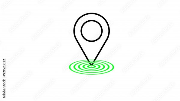 Location icon animation is a small, round symbol resembling a map pin with a pointed bottom. Typically colored red or blue, it represents a specific place or address on digital maps or GPS systems.