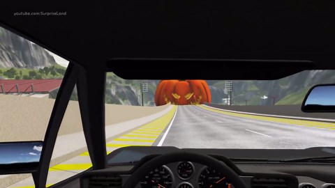 Crazy cars jumping over Halloween pumpkin | Satisfying cars crashes compilation