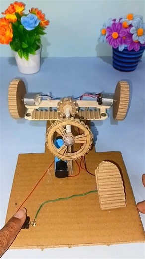 How a Car Steering System Works! 🚗 DIY Cardboard Model #shorts #dcmotor #diy