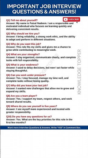 10 Most Important Interview Questions and Answers