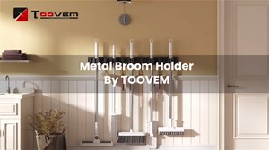 TOOVEM 5 Racks and 4 Hooks Broom Holder Wall Mount,Broom Holder Mop Hanger Wall Mount Metal Organization Garage Storage System Garden Kitchen Tool Organizer