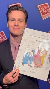 Somewhere beyond the sea... we celebrated opening night of Just In Time Broadway with custom watercolor artwork! This portrait signed by the cast will later be auctioned off by Broadway Cares/Equity Fights AIDS . | BroadwayWorld