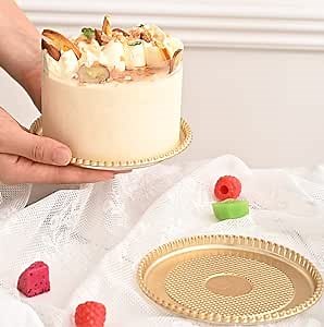 5 Inches Mini Cake Boards Stands Rounds 100pcs, Disposable Gold Mousse Cake Circle Cardboard with Coated Greaseproof Base Perfect for Cake Decorating for Wedding, Birthday, Party, Home (Gold) LJ4C