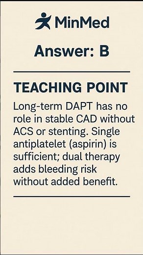 🚫 DAPT in Stable CAD? Aspirin alone is enough ✅
