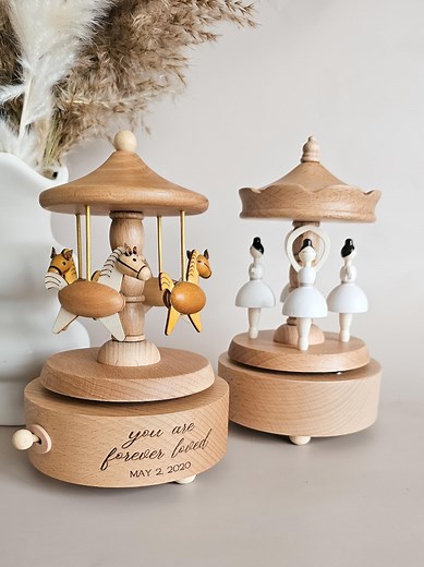 Personalized Music Carousel Box for Girl First Birthday Gift Musical Box With Name Keepsake Wooden Musical Box Baby Shower Gift First Baby - Etsy