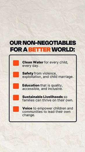 This is our checklist. This is our promise! At World Vision Canada, we believe that building a better future starts with ensuring these five fundamental needs are met for every child, in every community. We don't just provide aid; we advocate and partner for the lasting, systemic change that makes these non-negotiables a reality. When you stand with us, you're checking all the boxes for a child's future.🧡 What non-negotiable would you add to the list? Tell us in the comments! 👇 #WorldVisionCan
