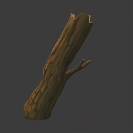 Handpainted tree trunk 3D model | Blender