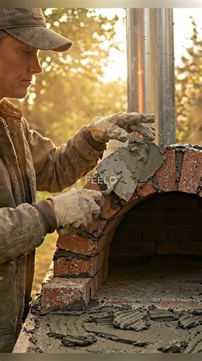 Building a Mini Brick Pizza Oven 🍕🔥 Backyard DIY #shorts