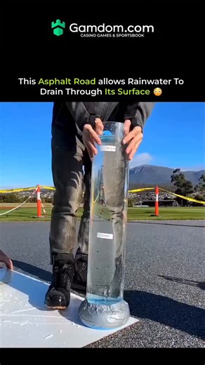 ThinkSource™ on Instagram: "Most roads are designed to repel water, but this one does the opposite. Porous asphalt uses an open-graded structure that leaves small gaps between aggregate particles. When rain hits the surface, water passes straight through instead of pooling on top. Beneath the asphalt, a stone base temporarily stores the water and slowly releases it into the ground. This reduces surface flooding, minimizes road spray, and improves tire grip during heavy rain. With less standing w