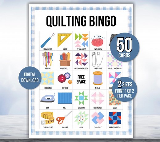 Quilt Bingo, 50 Printable Quilt Bingo Cards, Quilting Bingo, Quilting Party, Quilt Game, Quilt Bingo Game, Quilt Club Game, Quilt Retreat - Etsy