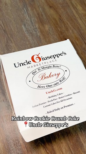 115K views · 1K reactions | RAINBOW COOKIE LOVERS, THIS ONE IS FOR YOU Introducing Uncle Giuseppe's Rainbow Cookie Crumb Cake-scratch made in store everyday using our signature rainbow cookies Come by Uncle G's and grab yours today! #UncleG #unclegiuseppes | Uncle Giuseppe's Marketplace | Facebook