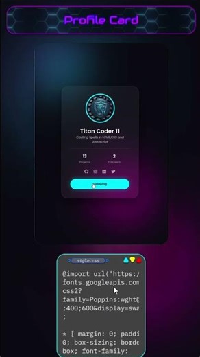 Profile Card UI #html #coding #profile #cards #programming